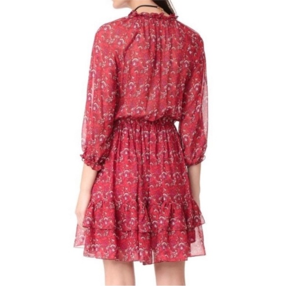 Ulla Johnson Ruby Red Ollie Dress Size 4 Valentines Day Silk Floral Mini Dress - Picture 5 of 17
